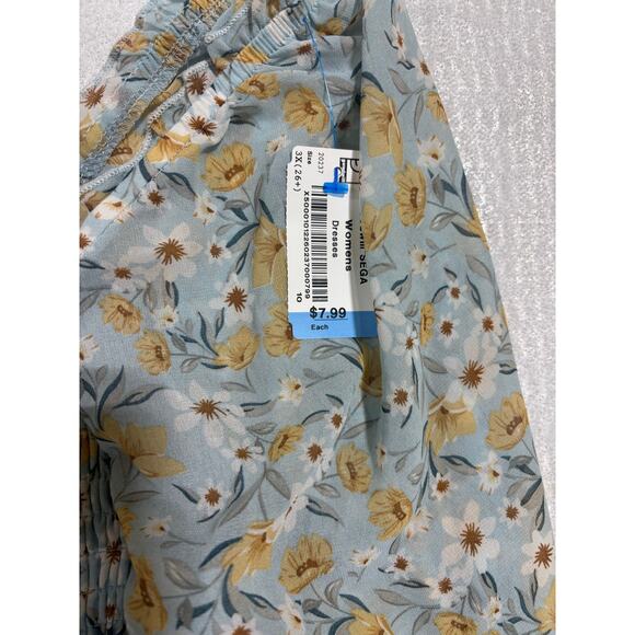 Baltic Born Smocked Floral Puff Sleeve Tiered Dress Blue Yellow 3XL Cottage NWT - Picture 3 of 9